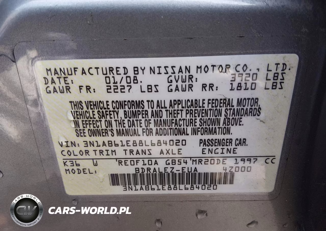 2008 Nissan Sentra 2.0 S VIN:3N1AB61E88L684020 - 9