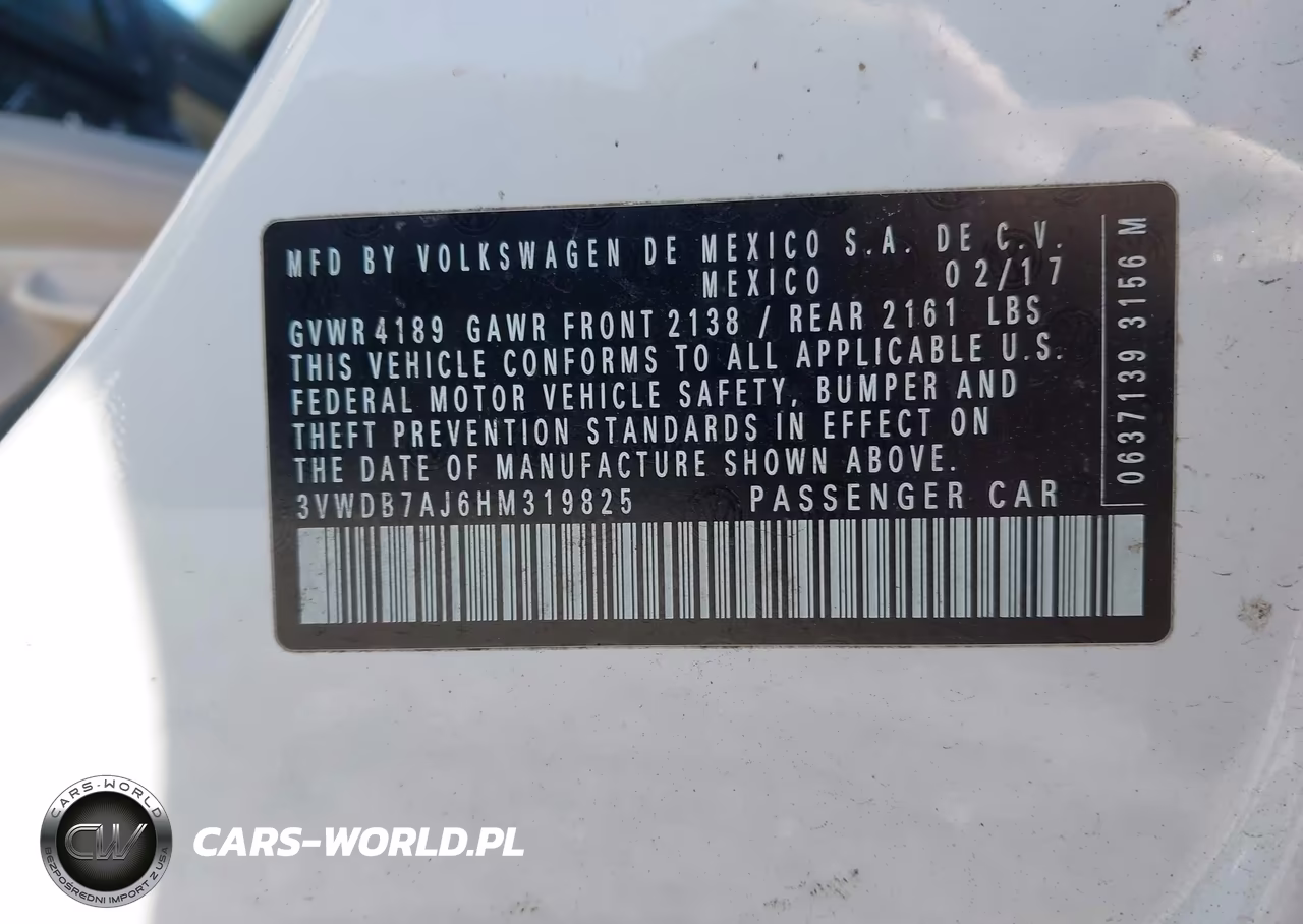 2017 Volkswagen Jetta 1.4T Se VIN:3VWDB7AJ6HM319825 - 9