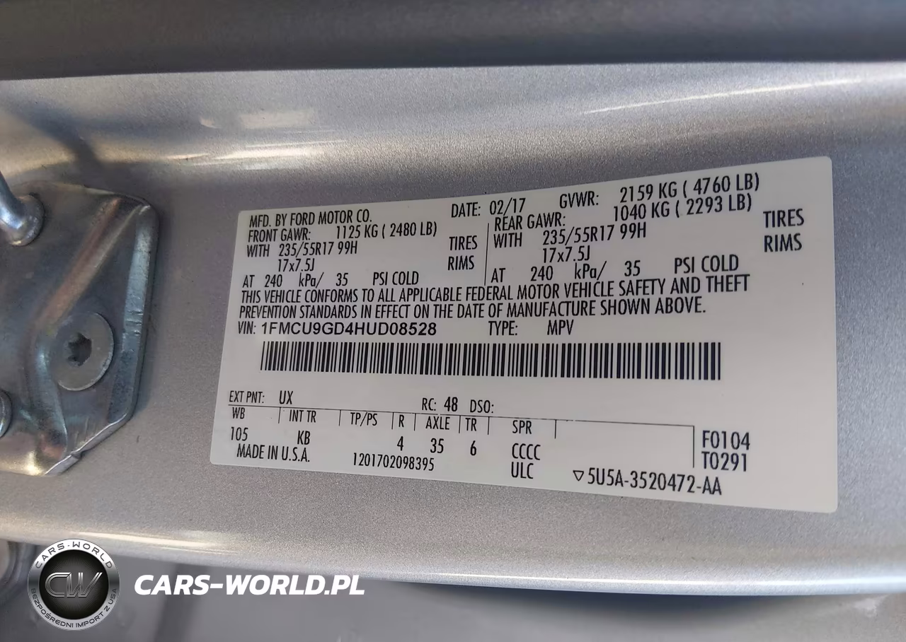 2017 Ford Escape Se VIN:1FMCU9GD4HUD08528 - 9