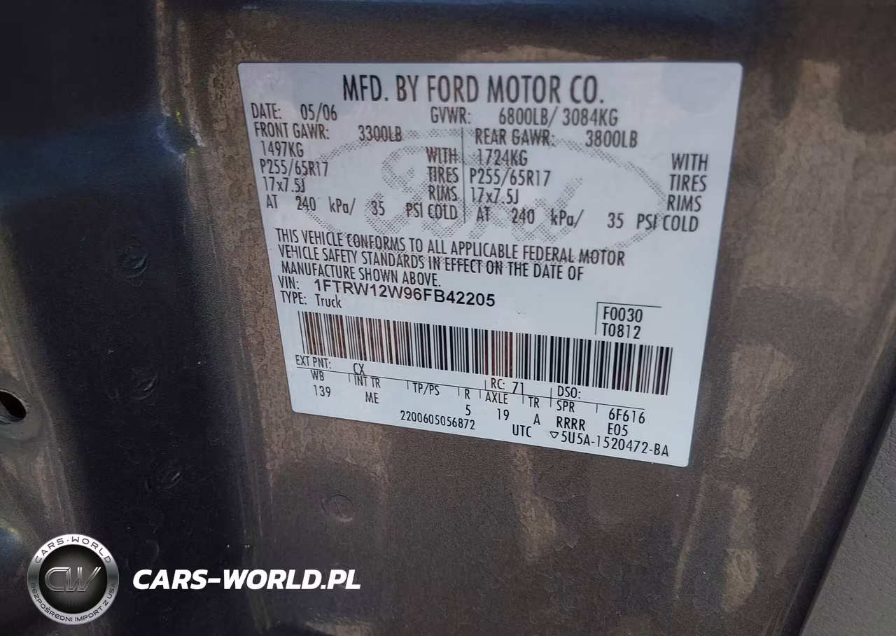 2006 Ford F-150 Xlt VIN:1FTRW12W96FB42205 - 9