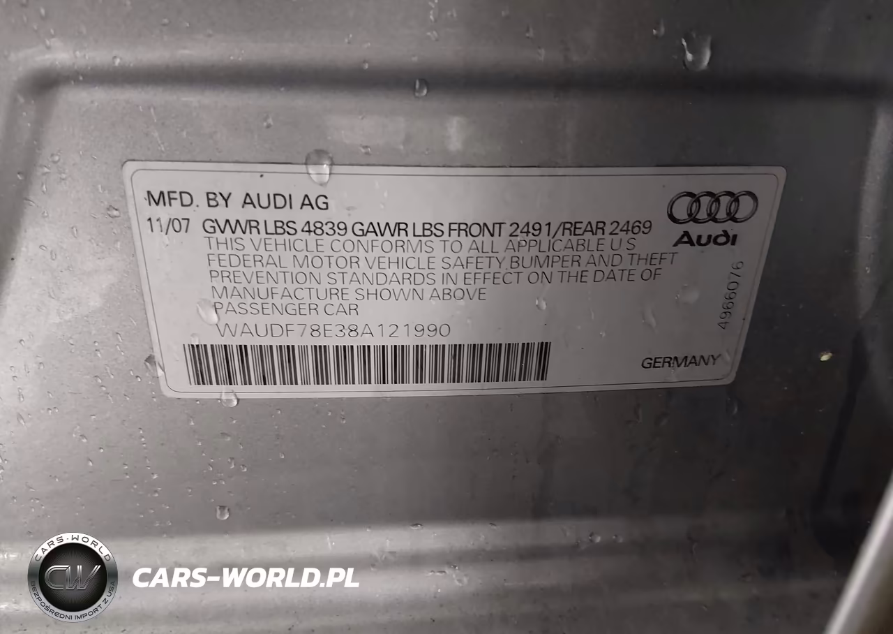 2008 Audi A4 2.0T VIN:WAUDF78E38A121990 - 9