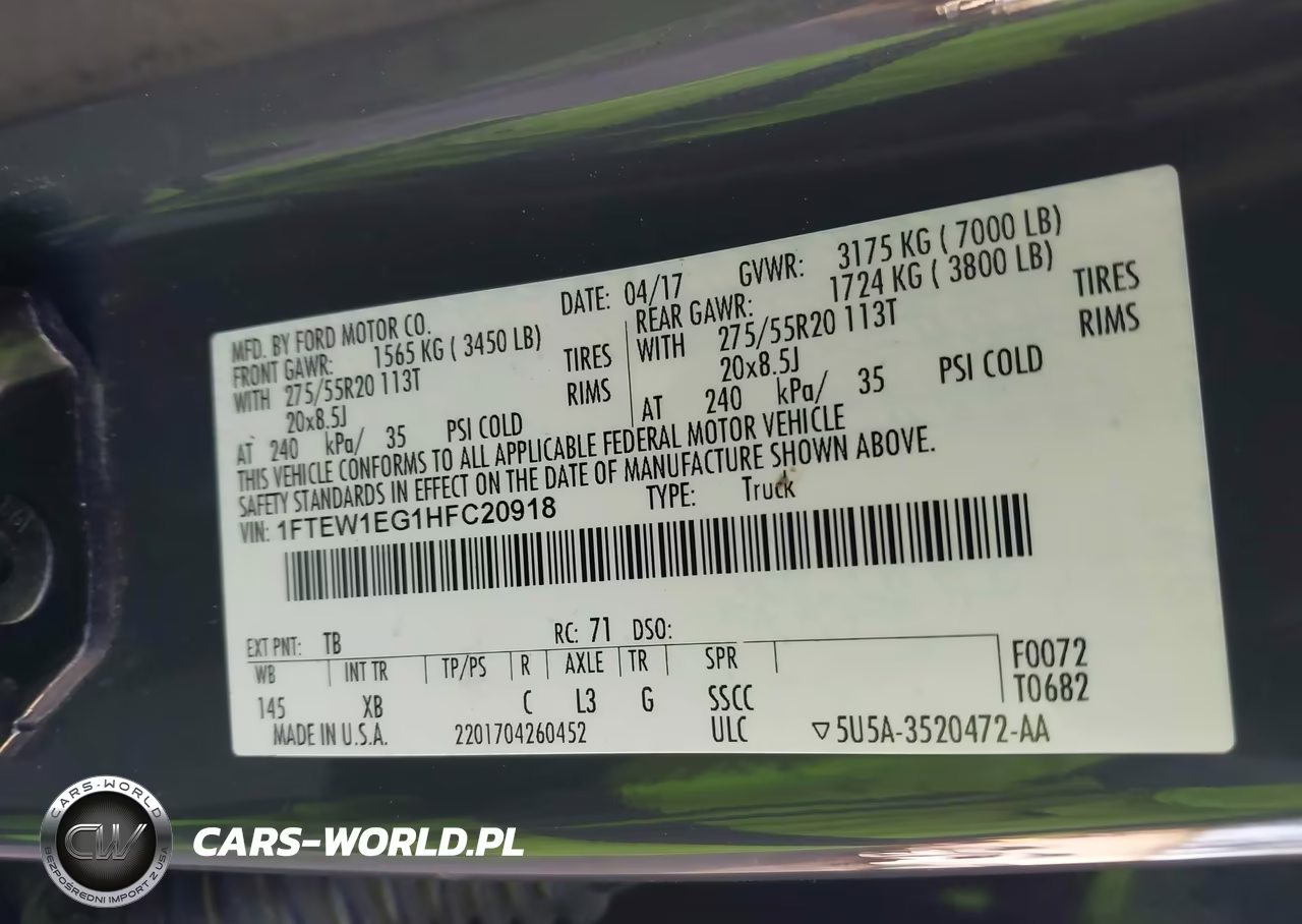 2017 Ford F-150 Xlt VIN:1FTEW1EG1HFC20918 - 9