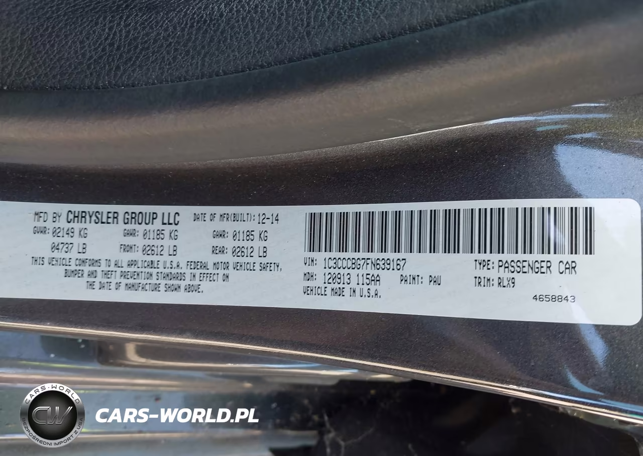 2015 Chrysler 200 S VIN:1C3CCCBG7FN639167 - 9