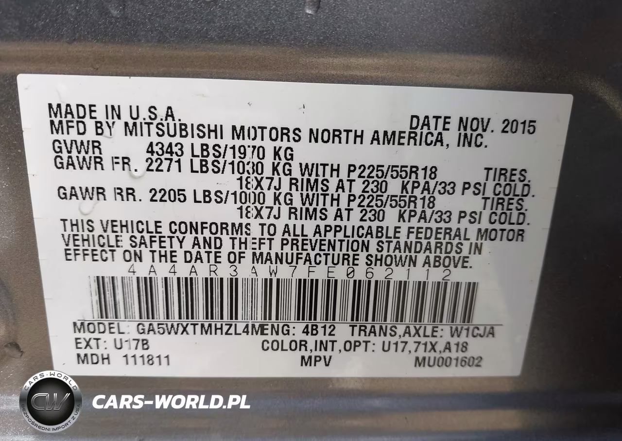 2015 Mitsubishi Outlander Sport 2.4 Es VIN:4A4AR3AW7FE062112 - 9