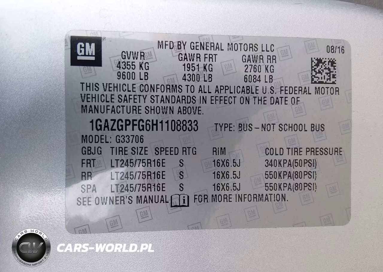 2017 Chevrolet Express 3500 Lt VIN:1GAZGPFG6H1108833 - 9