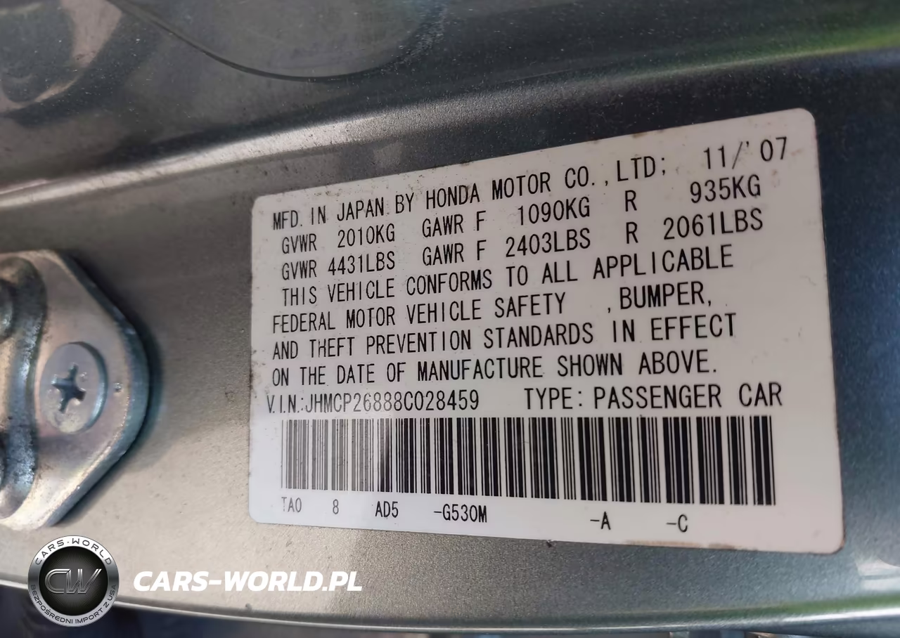 2008 Honda Accord 2.4 Ex-L VIN:JHMCP26888C028459 - 9