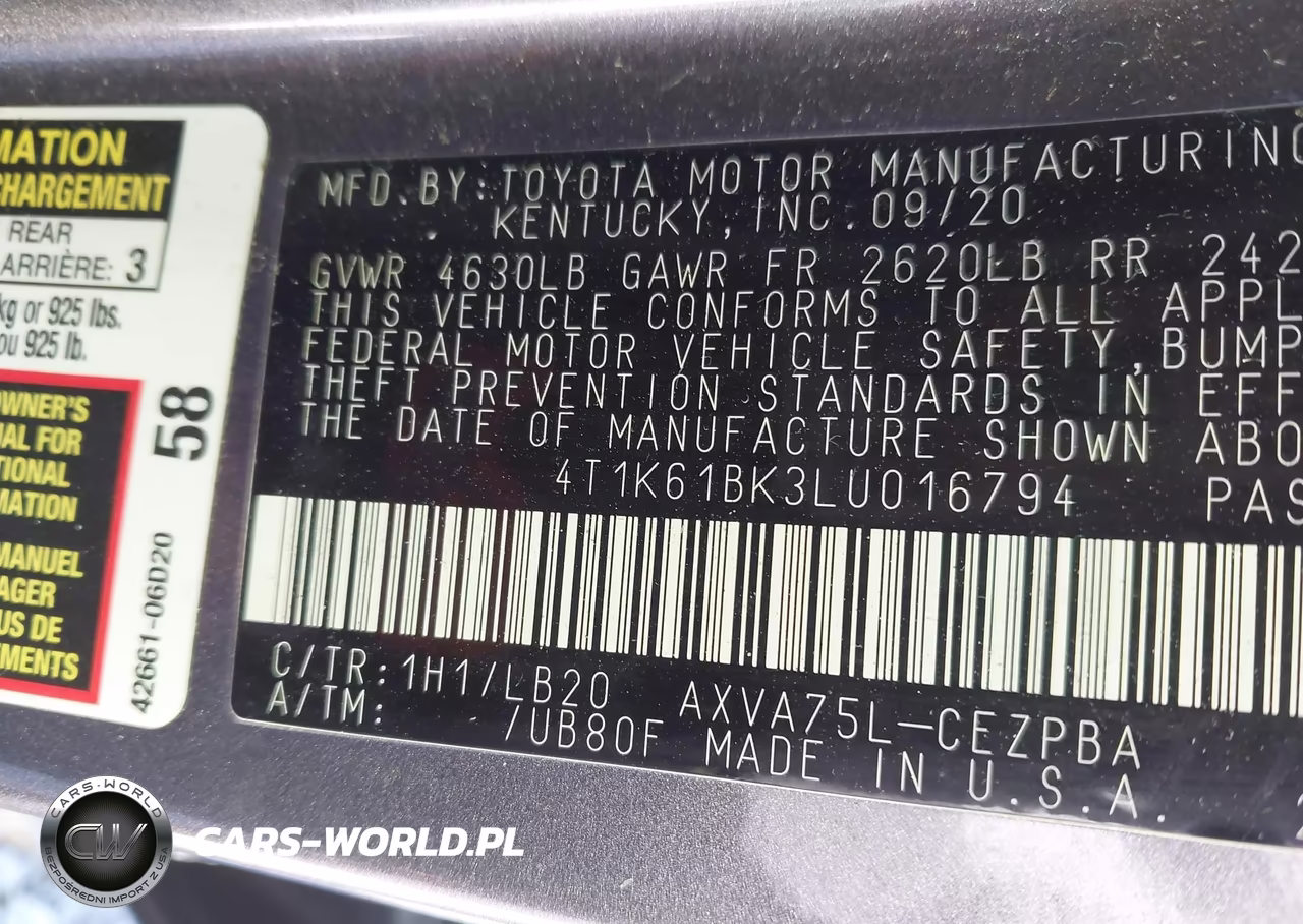 2020 Toyota Camry Xse Awd VIN:4T1K61BK3LU016794 - 9