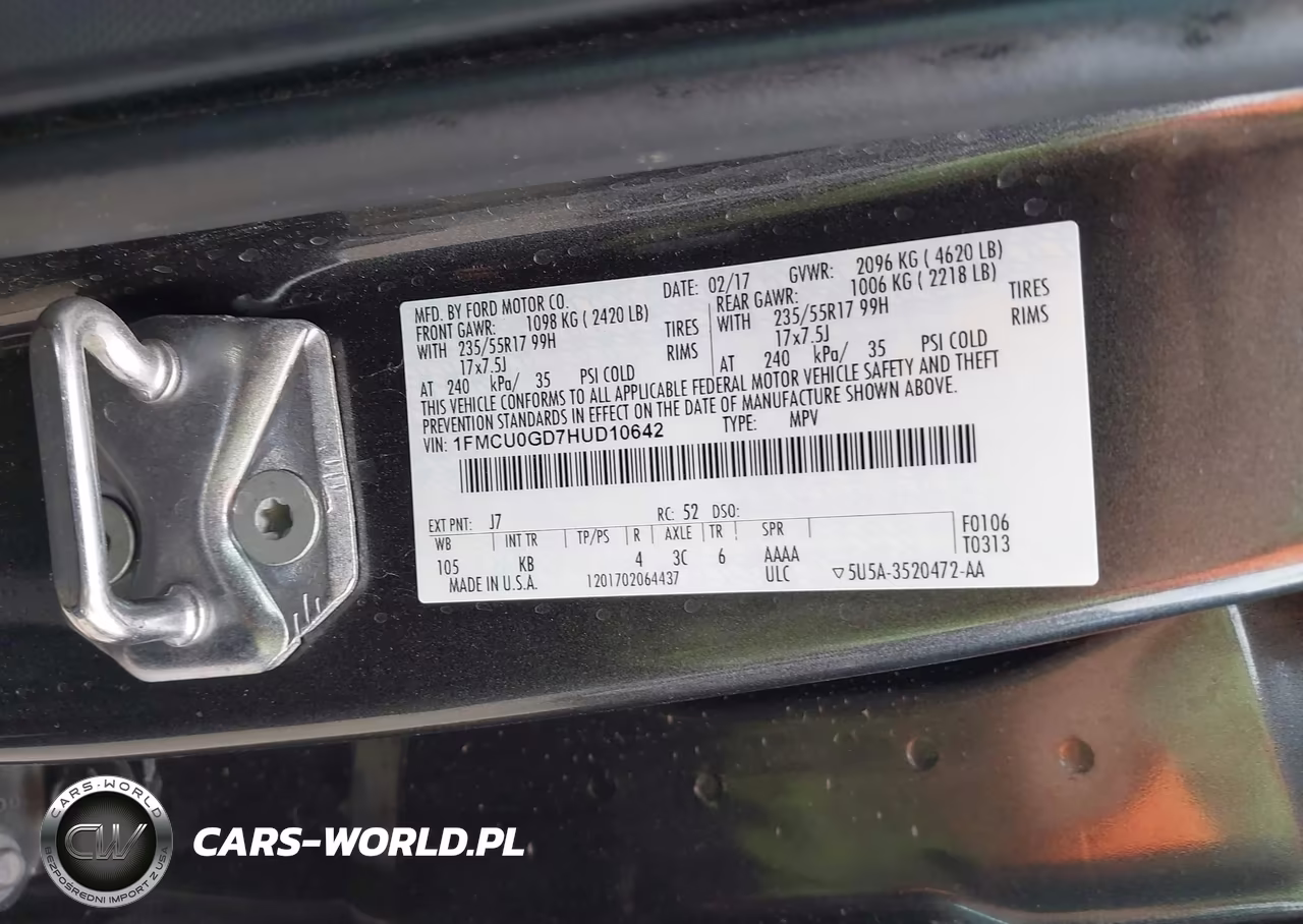 2017 Ford Escape Se VIN:1FMCU0GD7HUD10642 - 9