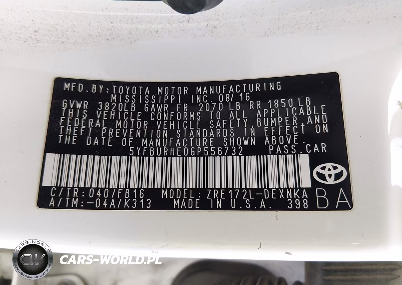2016 Toyota Corolla Le VIN:5YFBURHE0GP556732 - 9