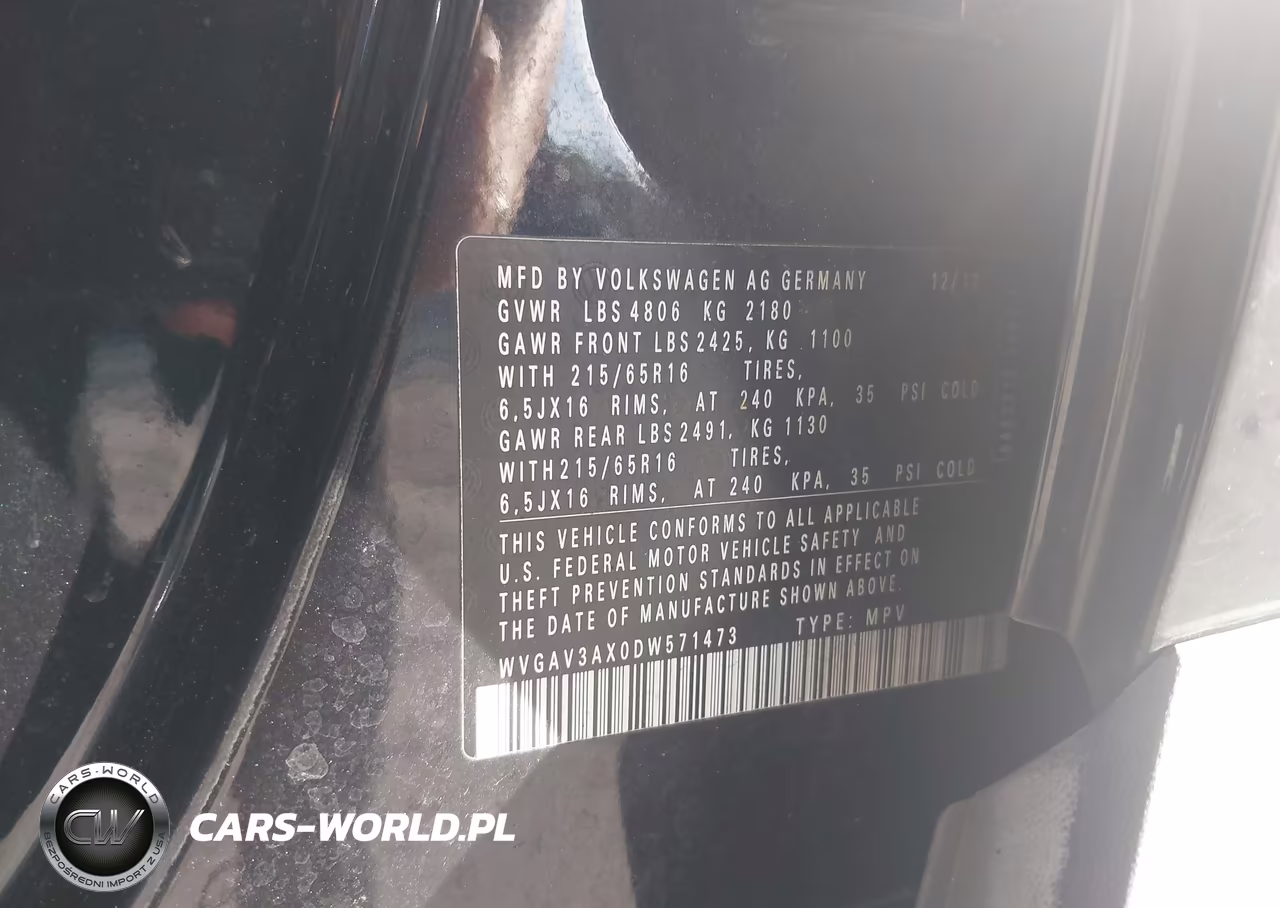 2013 Volkswagen Tiguan S W-Sunroof VIN:WVGAV3AX0DW571473 - 9