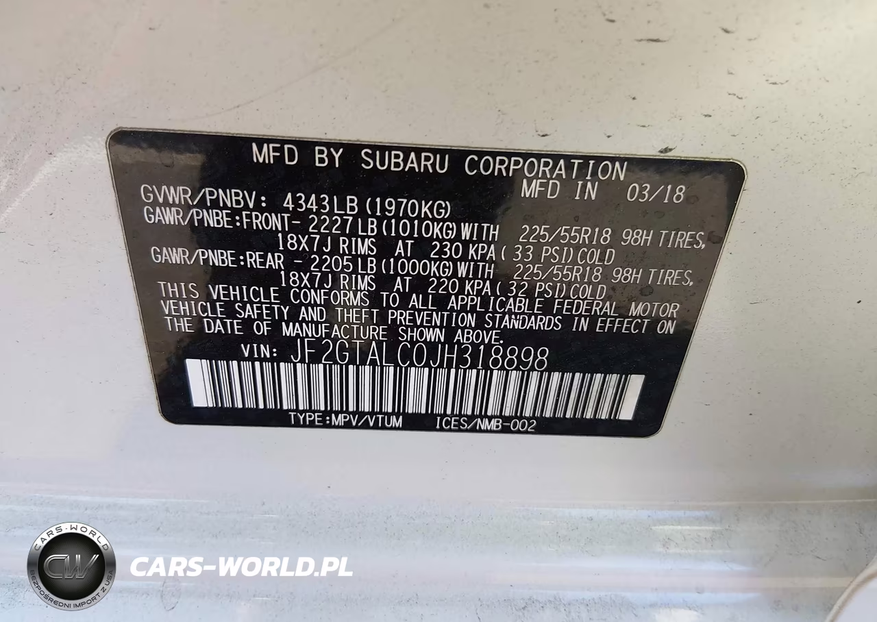 2018 Subaru Crosstrek 2.0I Limited VIN:JF2GTALC0JH318898 - 9