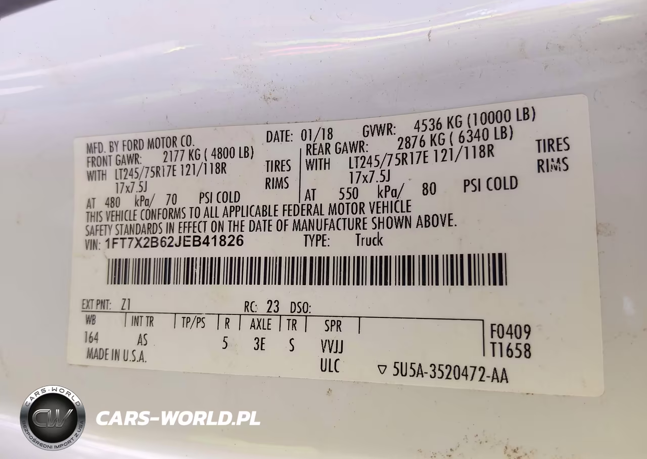 2018 Ford F-250 Xl VIN:1FT7X2B62JEB41826 - 9