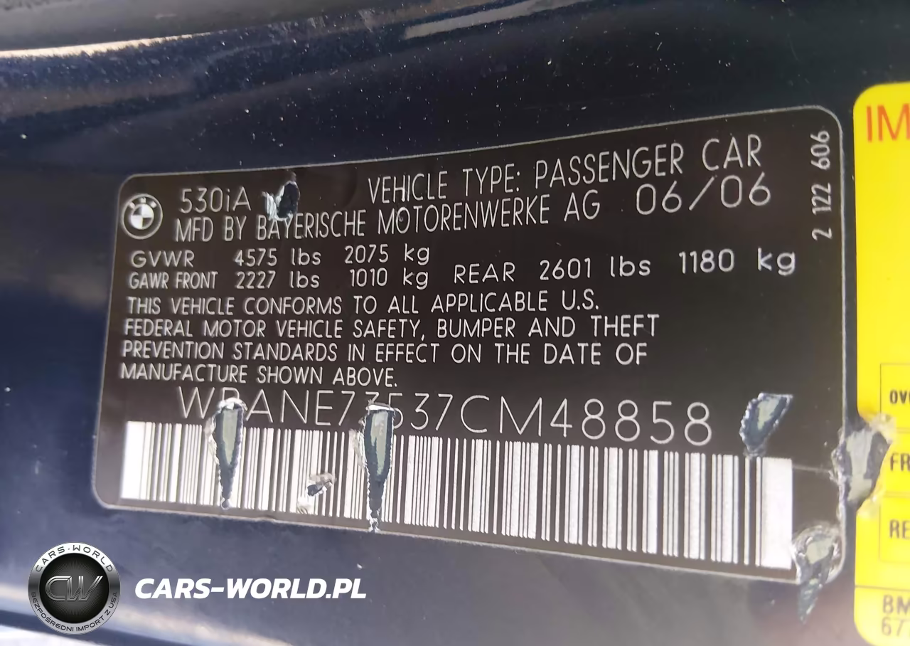 2007 BMW 530I VIN:WBANE73537CM48858 - 9