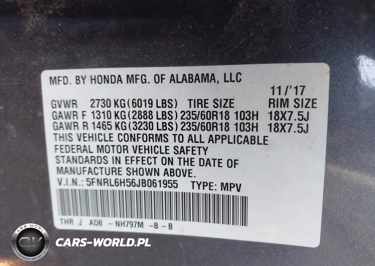 2018 Honda Odyssey Ex VIN:5FNRL6H56JB061955 - 9