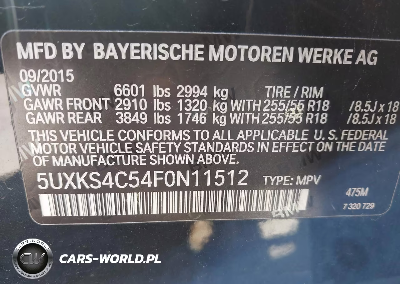 2015 BMW X5 xDrive35D VIN:5UXKS4C54F0N11512 - 9