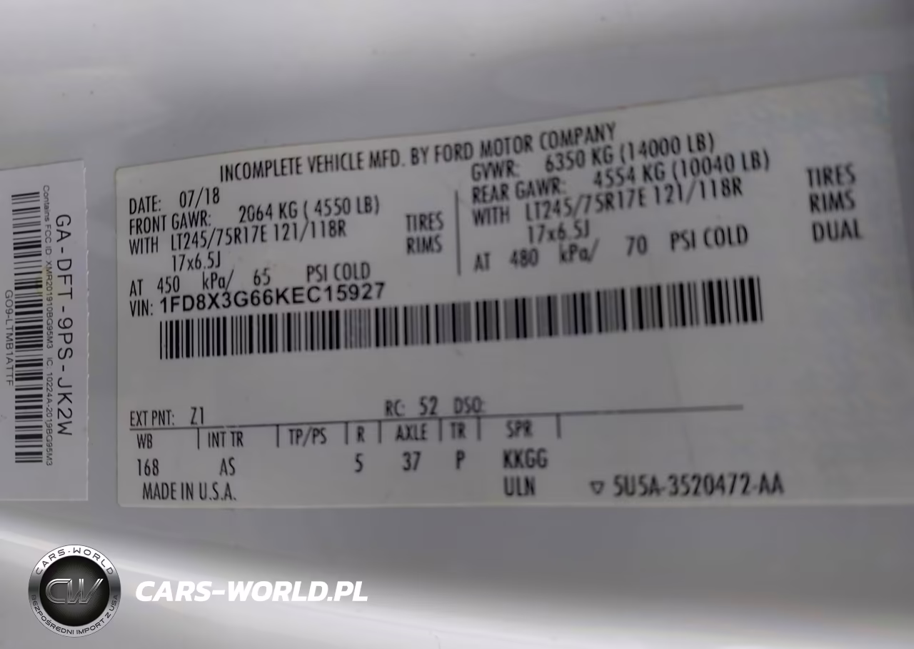 2019 Ford F-350 Chasis Xl VIN:1FD8X3G66KEC15927 - 9