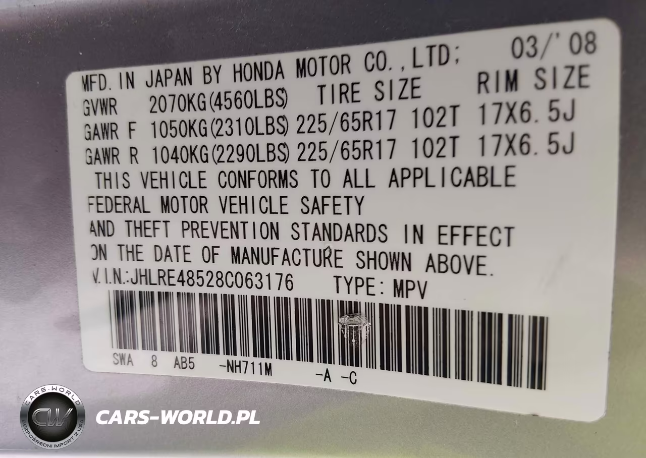 2008 Honda Cr-V Ex VIN:JHLRE48528C063176 - 9