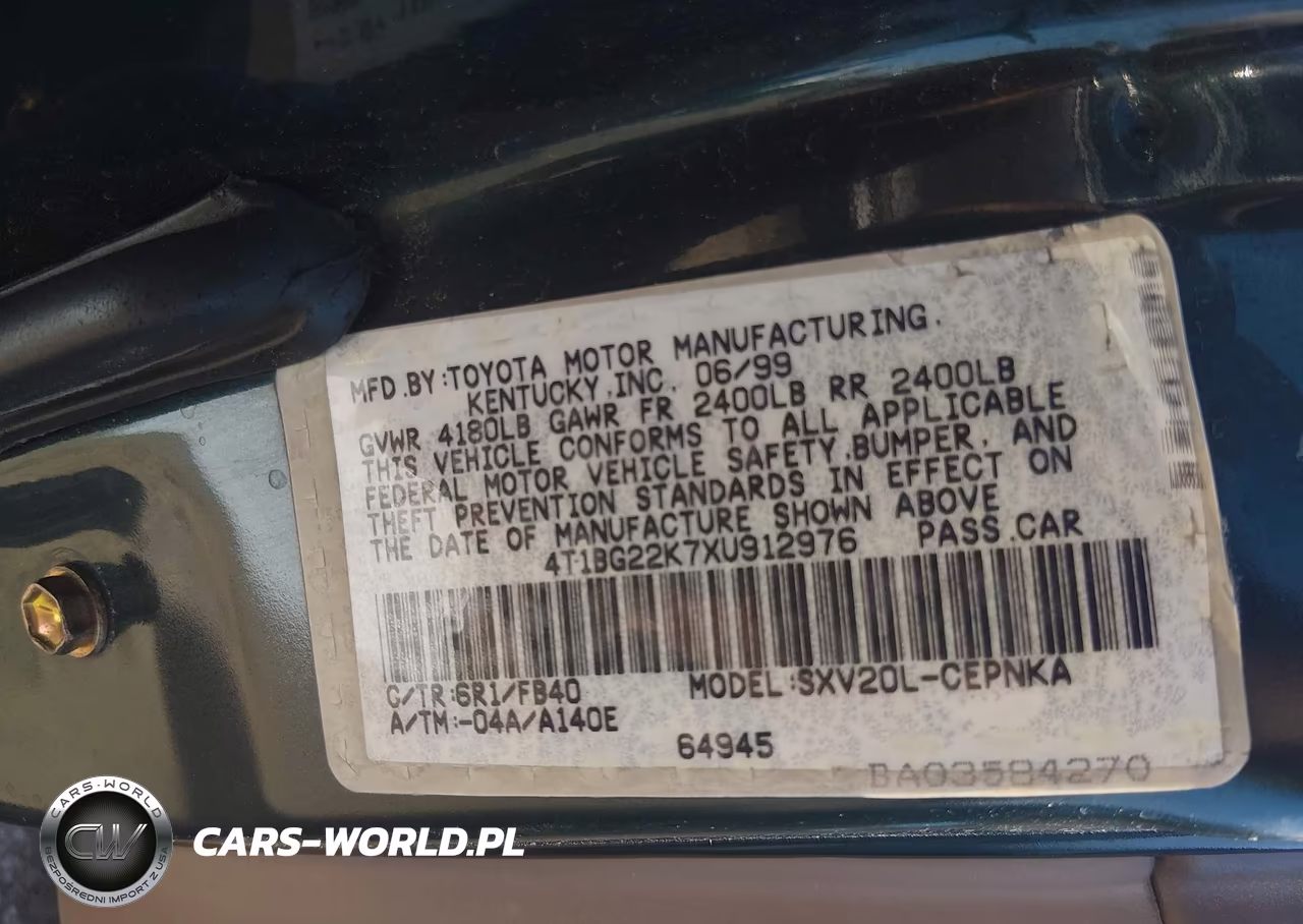 1999 Toyota Camry Le VIN:4T1BG22K7XU912976 - 9