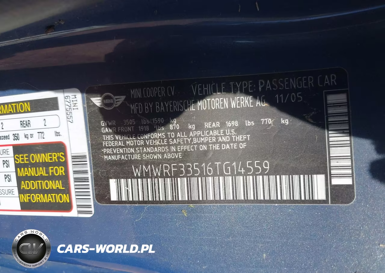 2006 Mini Cooper VIN:WMWRF33516TG14559 - 9