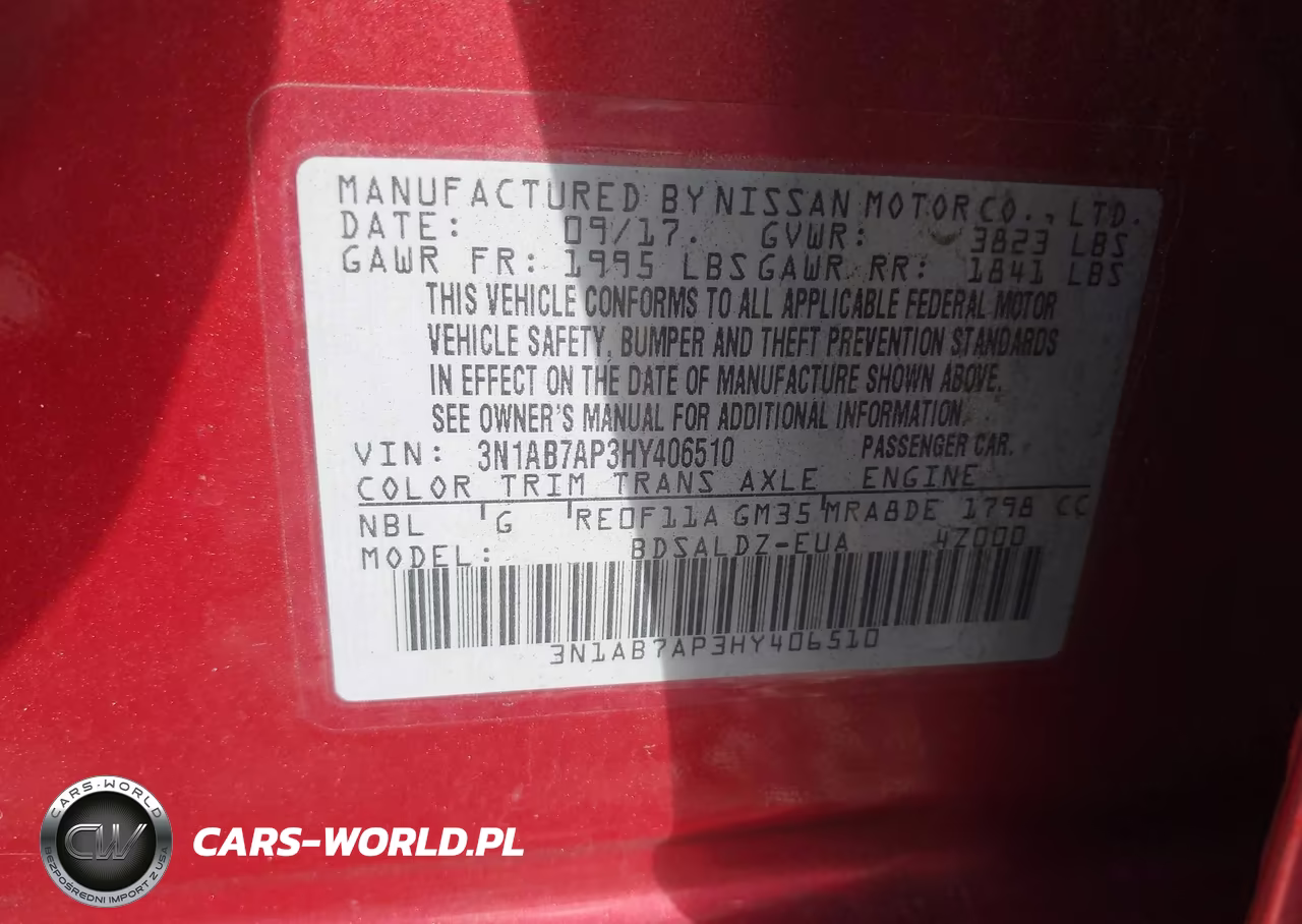 2017 Nissan Sentra Sv VIN:3N1AB7AP3HY406510 - 9