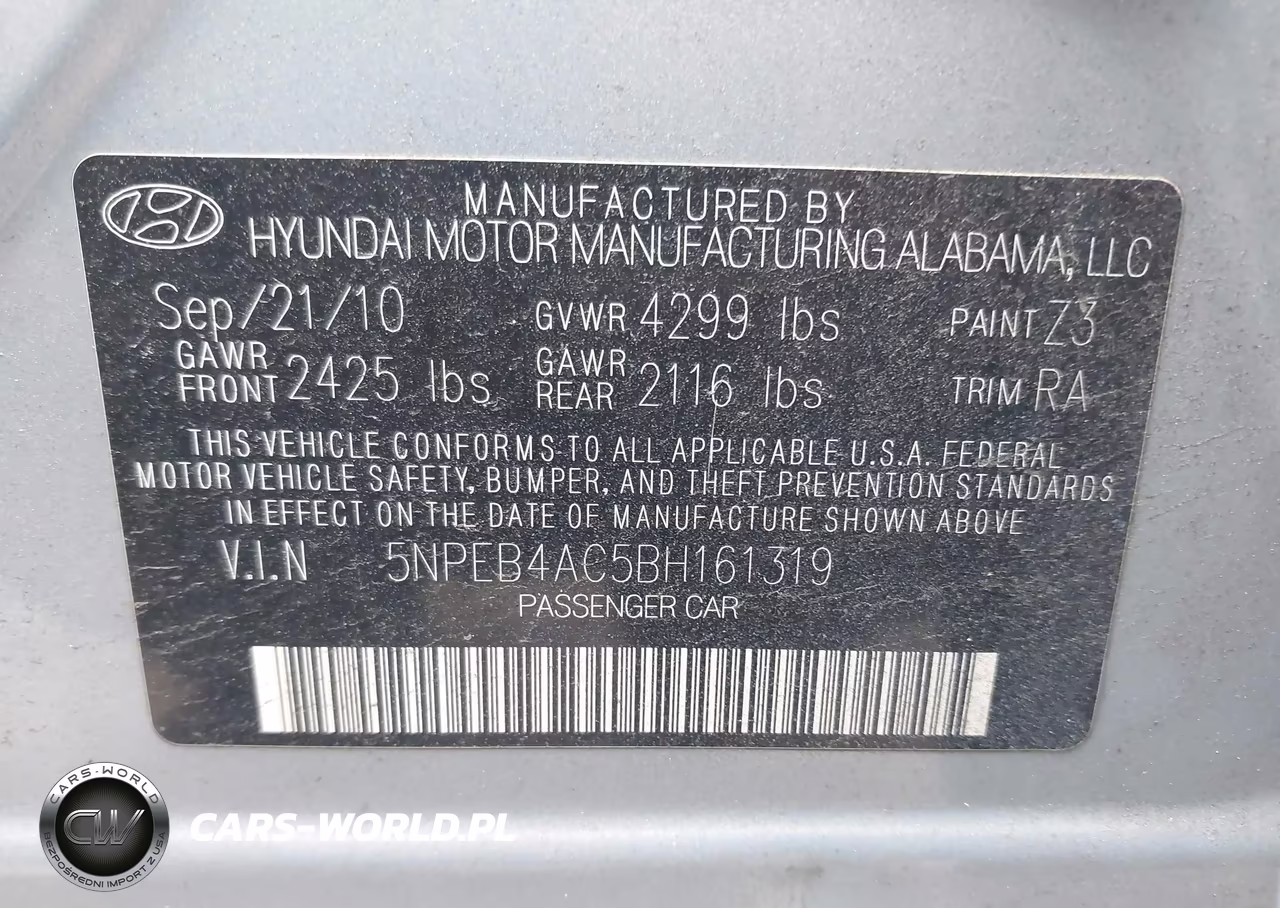 2011 Hyundai Sonata Gls VIN:5NPEB4AC5BH161319 - 9