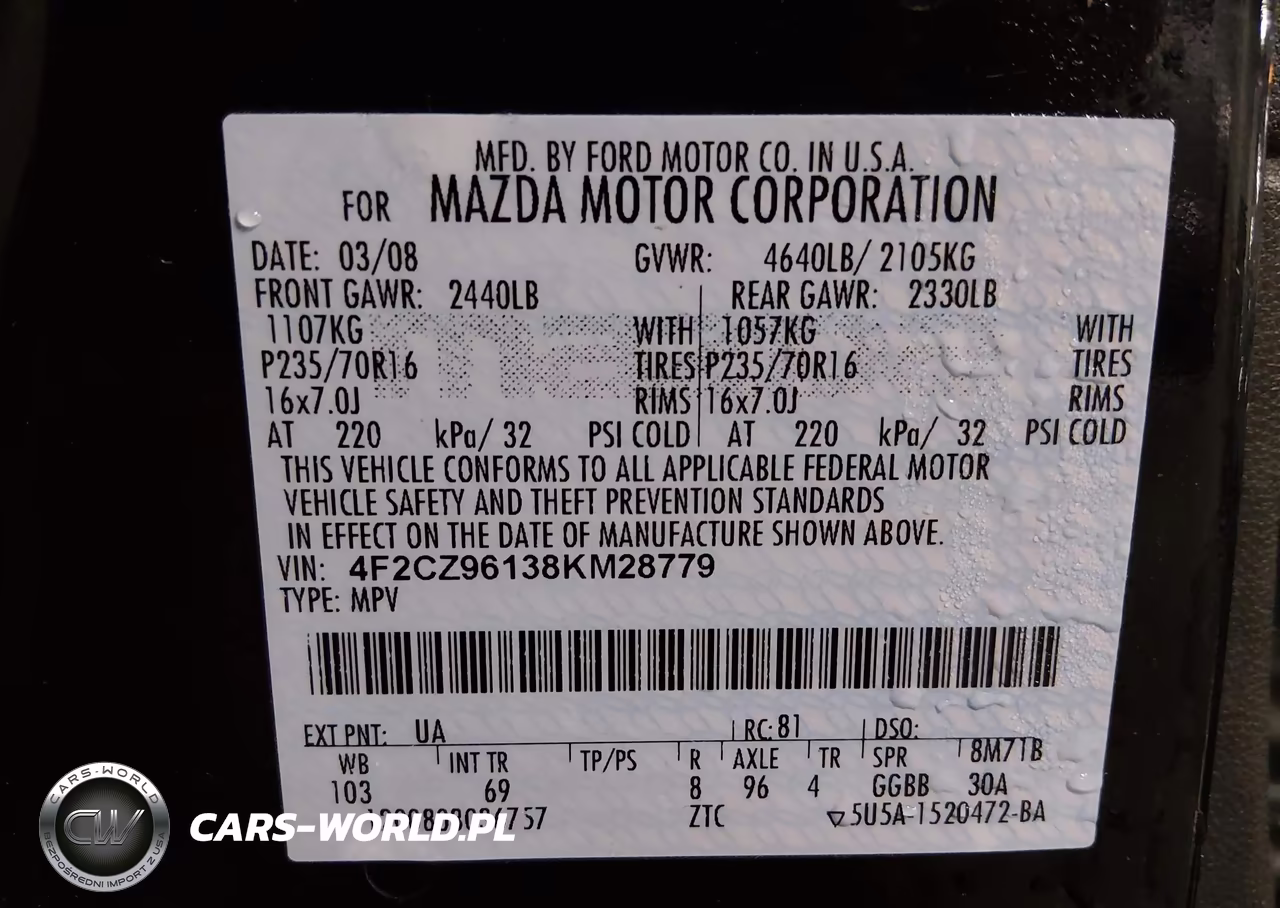 2008 Mazda Tribute S Grand Touring VIN:4F2CZ96138KM28779 - 9