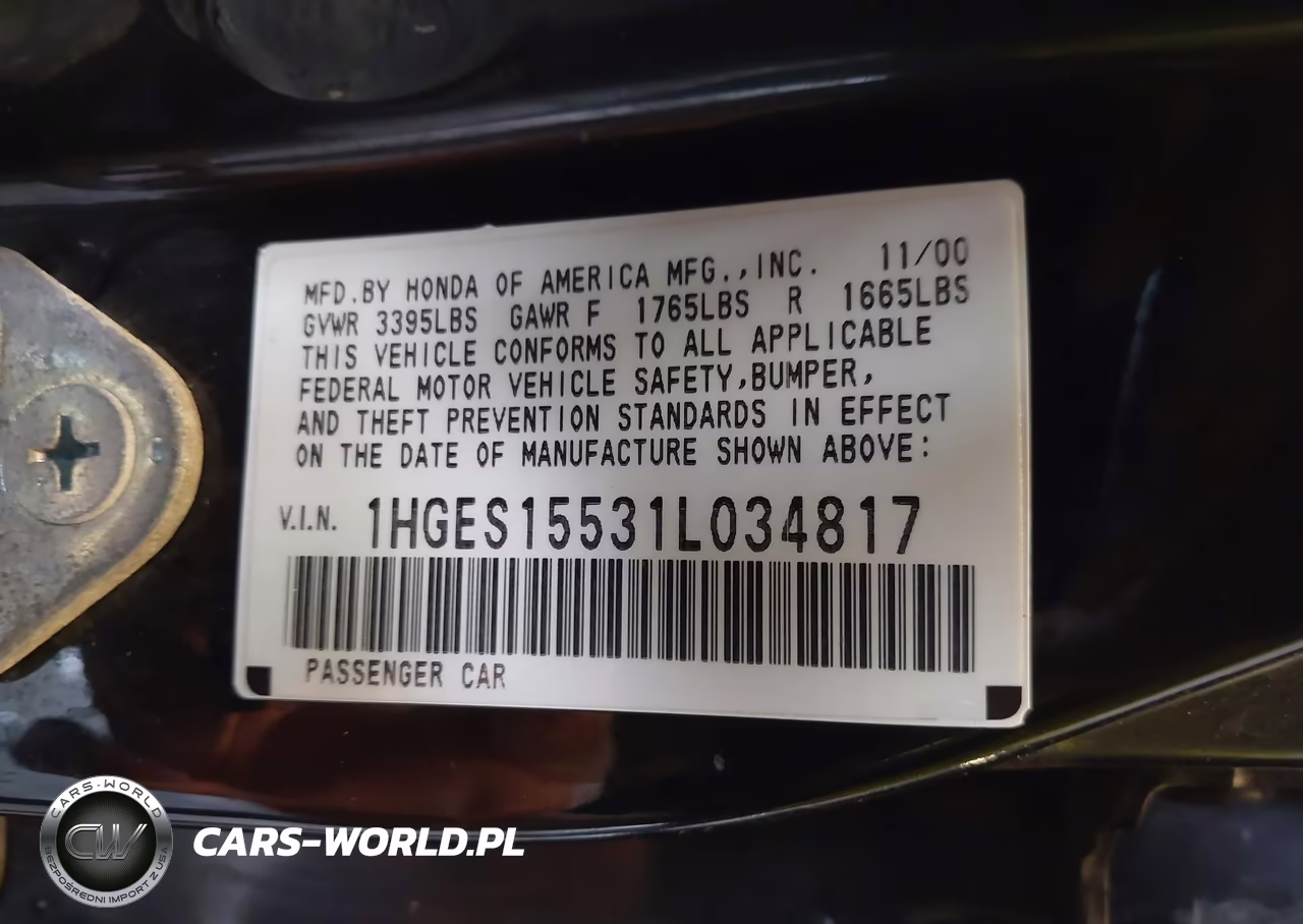 2001 Honda Civic Lx VIN:1HGES15531L034817 - 9