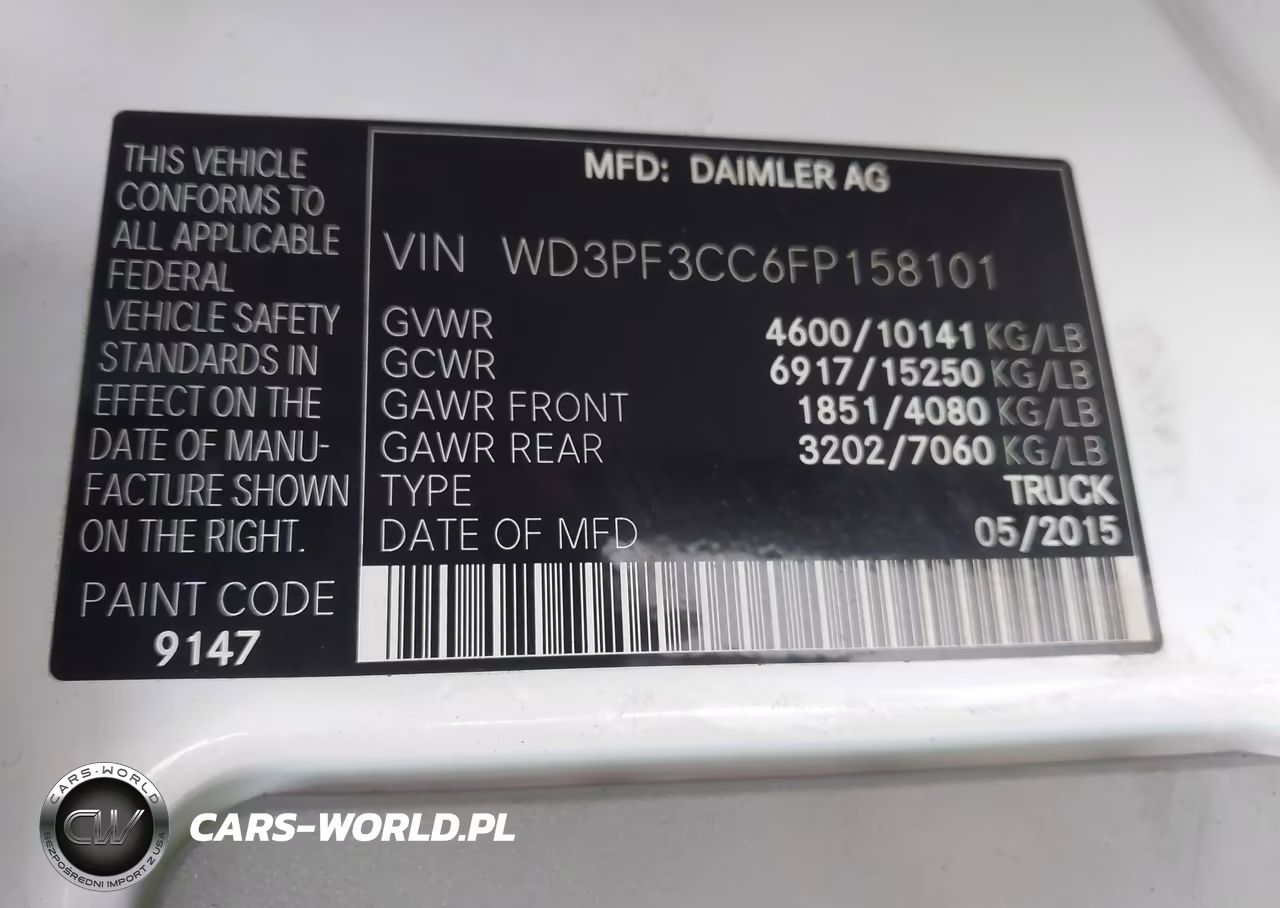 2015 Mercedes-Benz Sprinter S High Roof VIN:WD3PF3CC6FP158101 - 8
