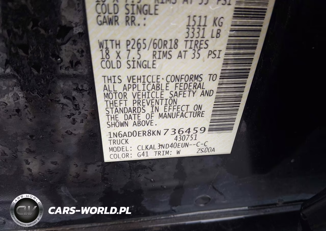 2019 Nissan Frontier Sl VIN:1N6AD0ER8KN736459 - 9