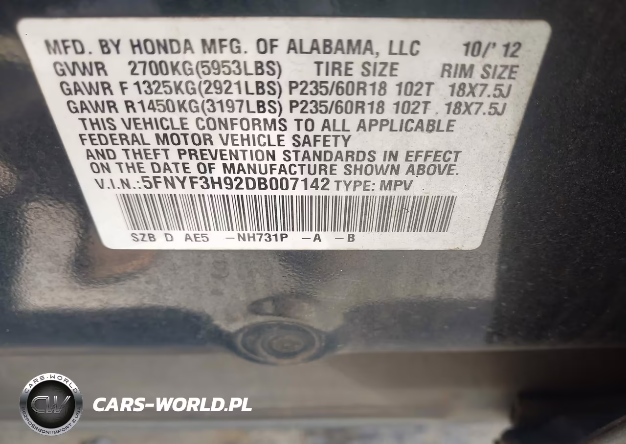 2013 Honda Pilot Touring VIN:5FNYF3H92DB007142 - 9