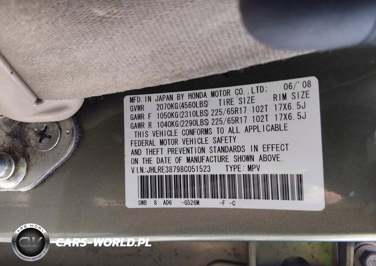 2008 Honda Cr-V Ex-L VIN:JHLRE38798C051523 - 9