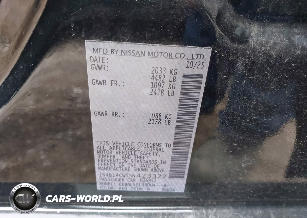 2025 Nissan Altima Sr Awd VIN:1N4BL4CW5SN423322 - 9