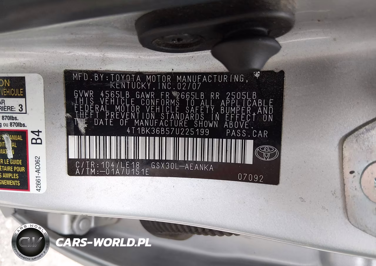 2007 Toyota Avalon Touring VIN:4T1BK36B57U225199 - 9