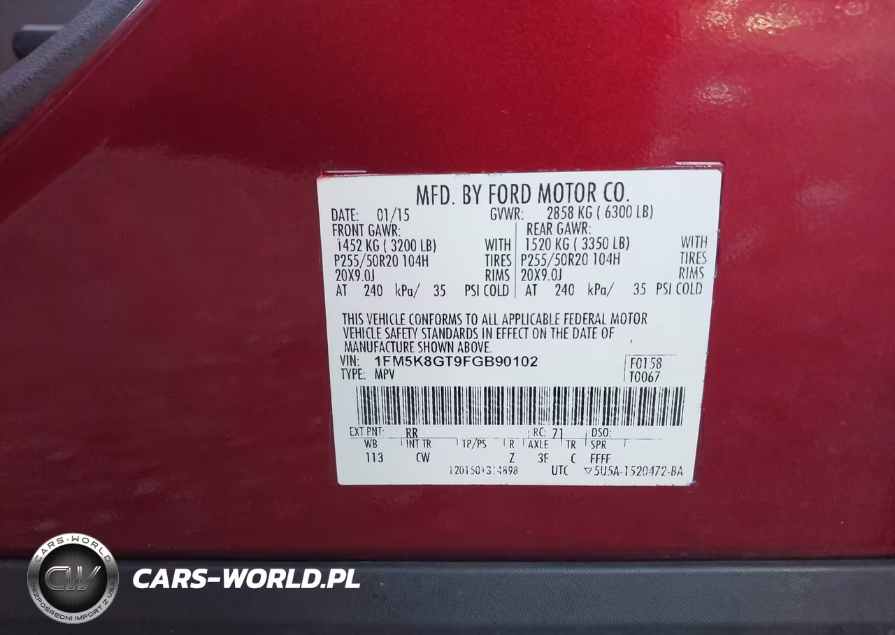 2015 Ford Explorer Sport VIN:1FM5K8GT9FGB90102 - 9