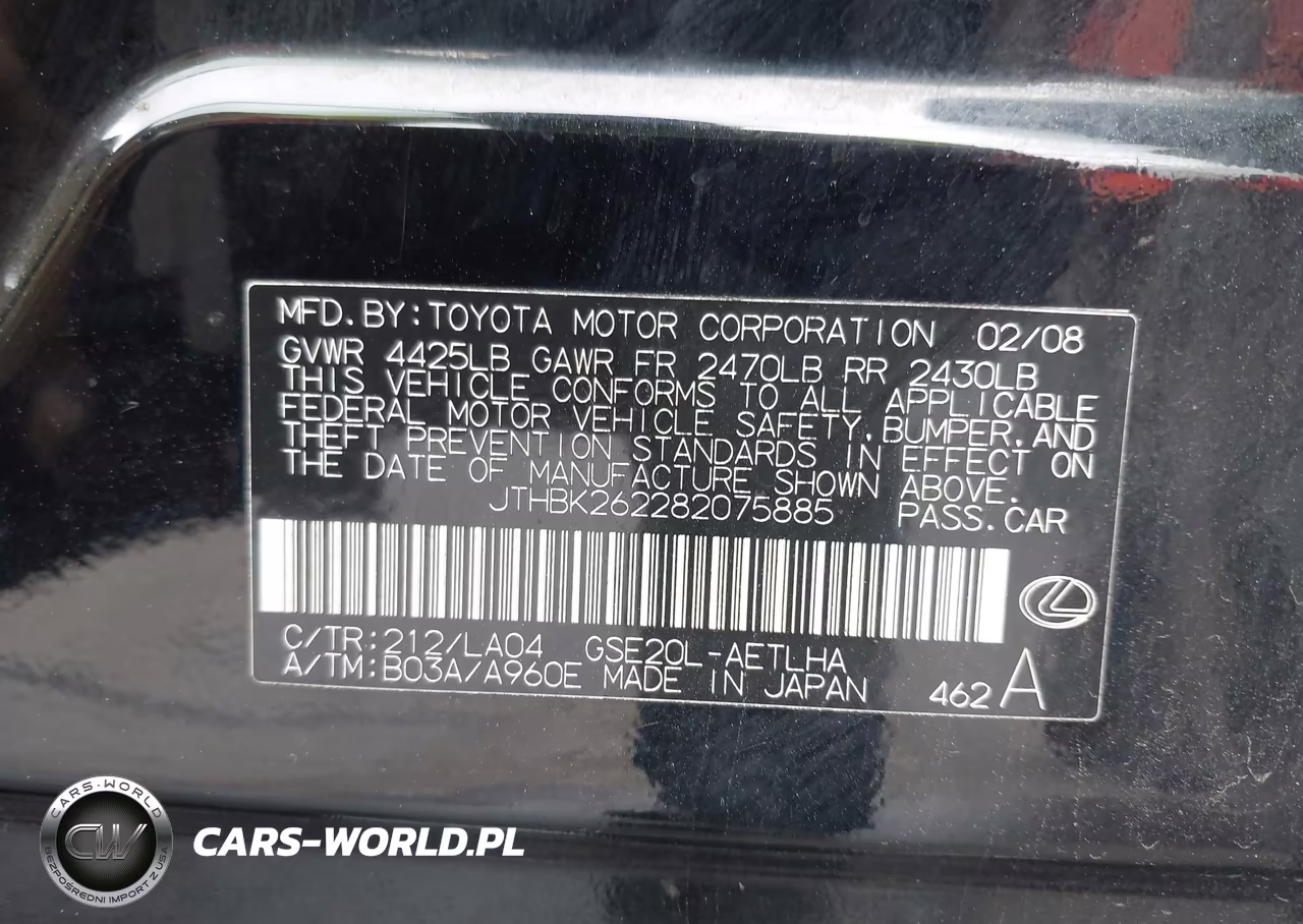 2008 Lexus Is 250 VIN:JTHBK262282075885 - 9