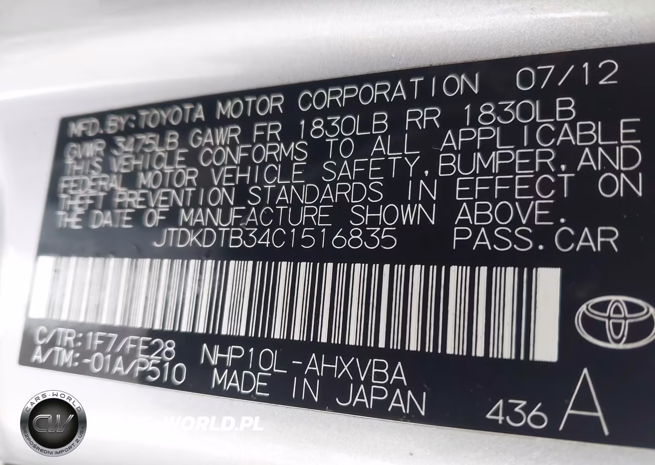 2012 Toyota Prius C One VIN:JTDKDTB34C1516835 - 9