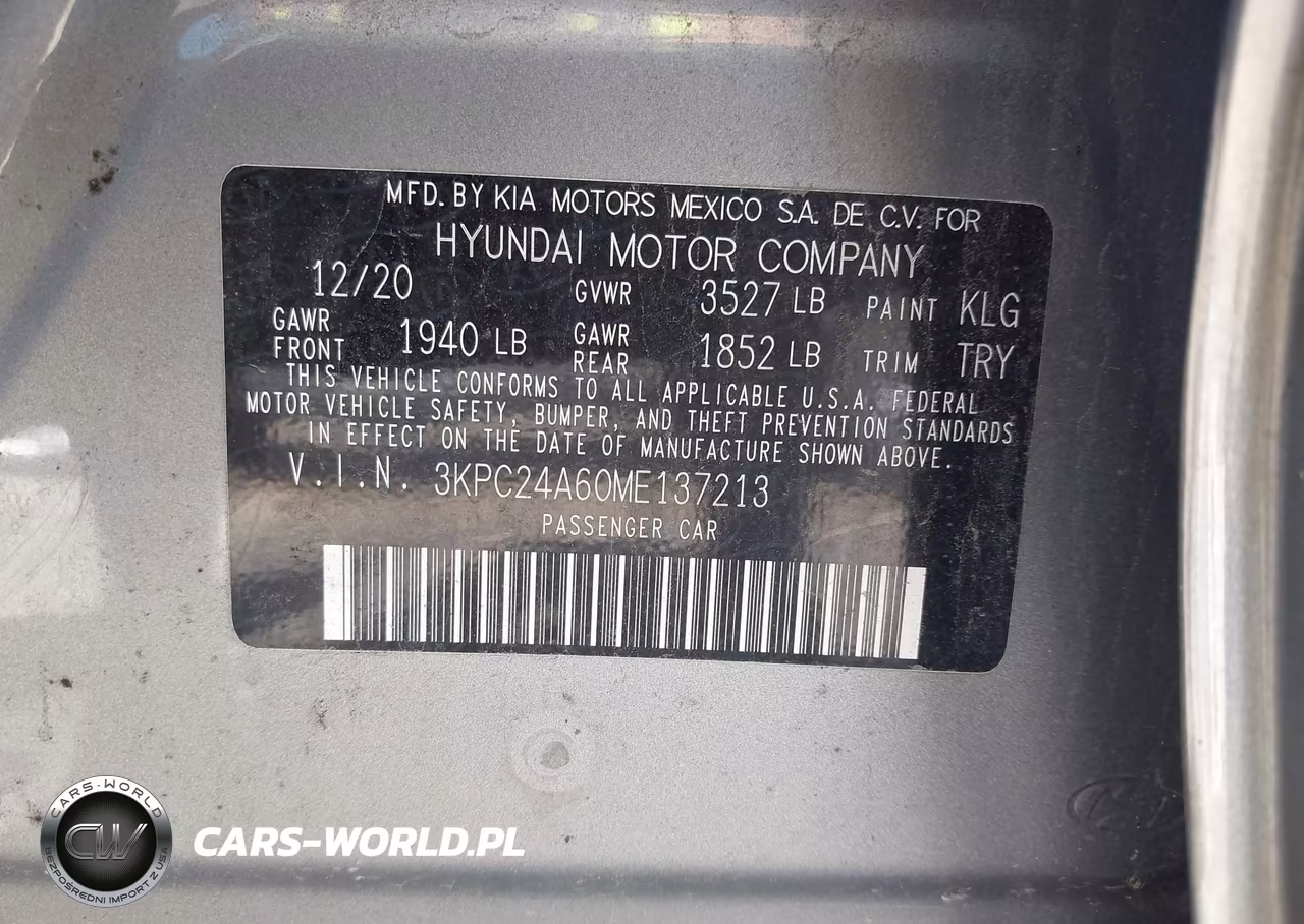 2021 Hyundai Complementos Decorativos Se VIN:3KPC24A60ME137213 - 9