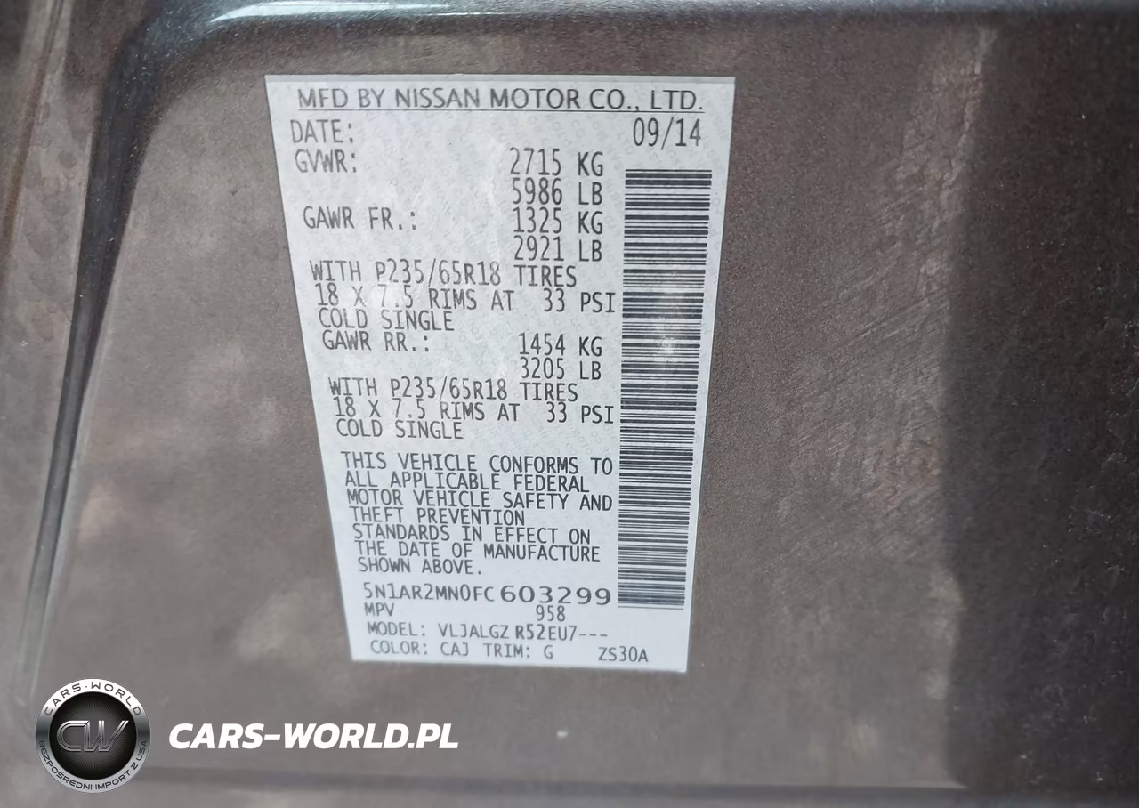 2015 Nissan Pathfinder Sl VIN:5N1AR2MN0FC603299 - 9