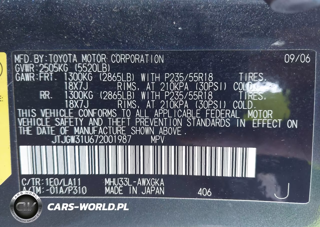 2007 Lexus Rx 400H VIN:JTJGW31U672001987 - 9
