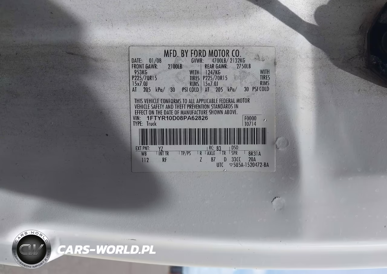 2008 Ford Ranger Xl-Xlt VIN:1FTYR10D08PA62826 - 9