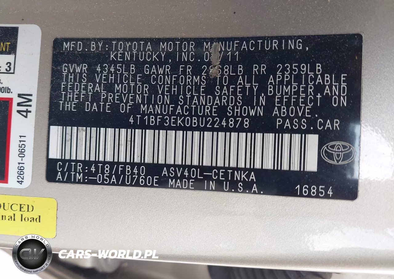 2011 Toyota Camry Le VIN:4T1BF3EK0BU224878 - 9