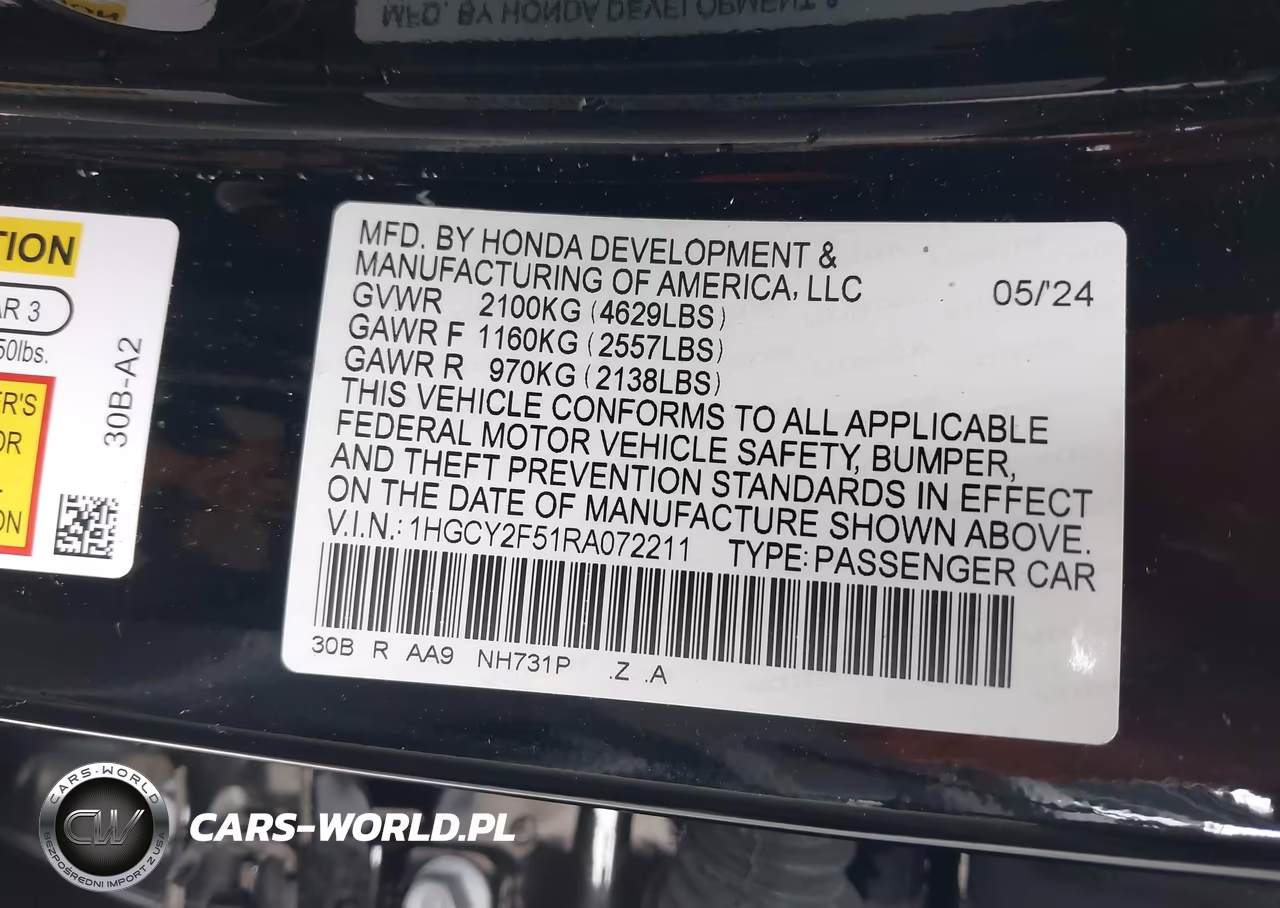 2024 Honda Accord Hybrid Sport VIN:1HGCY2F51RA072211 - 9
