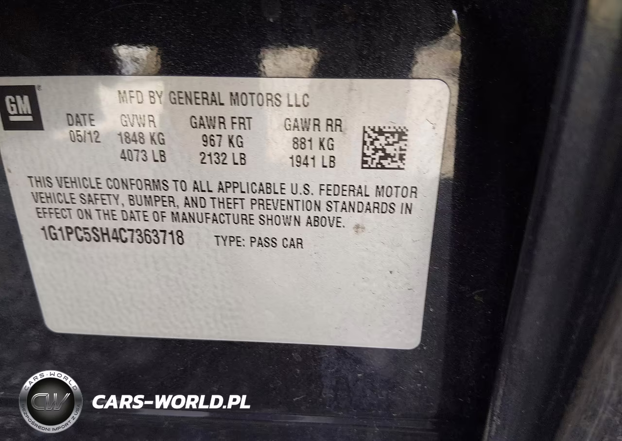 2012 Chevrolet Cruze Ls VIN:1G1PC5SH4C7363718 - 9