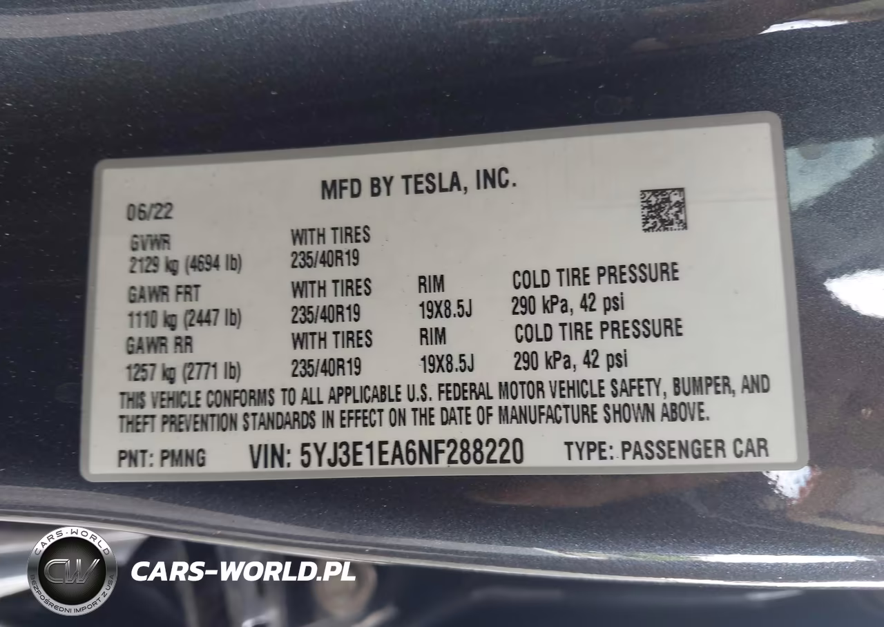2022 Tesla Modelo 3 Rear-Wheel Drive VIN:5YJ3E1EA6NF288220 - 9