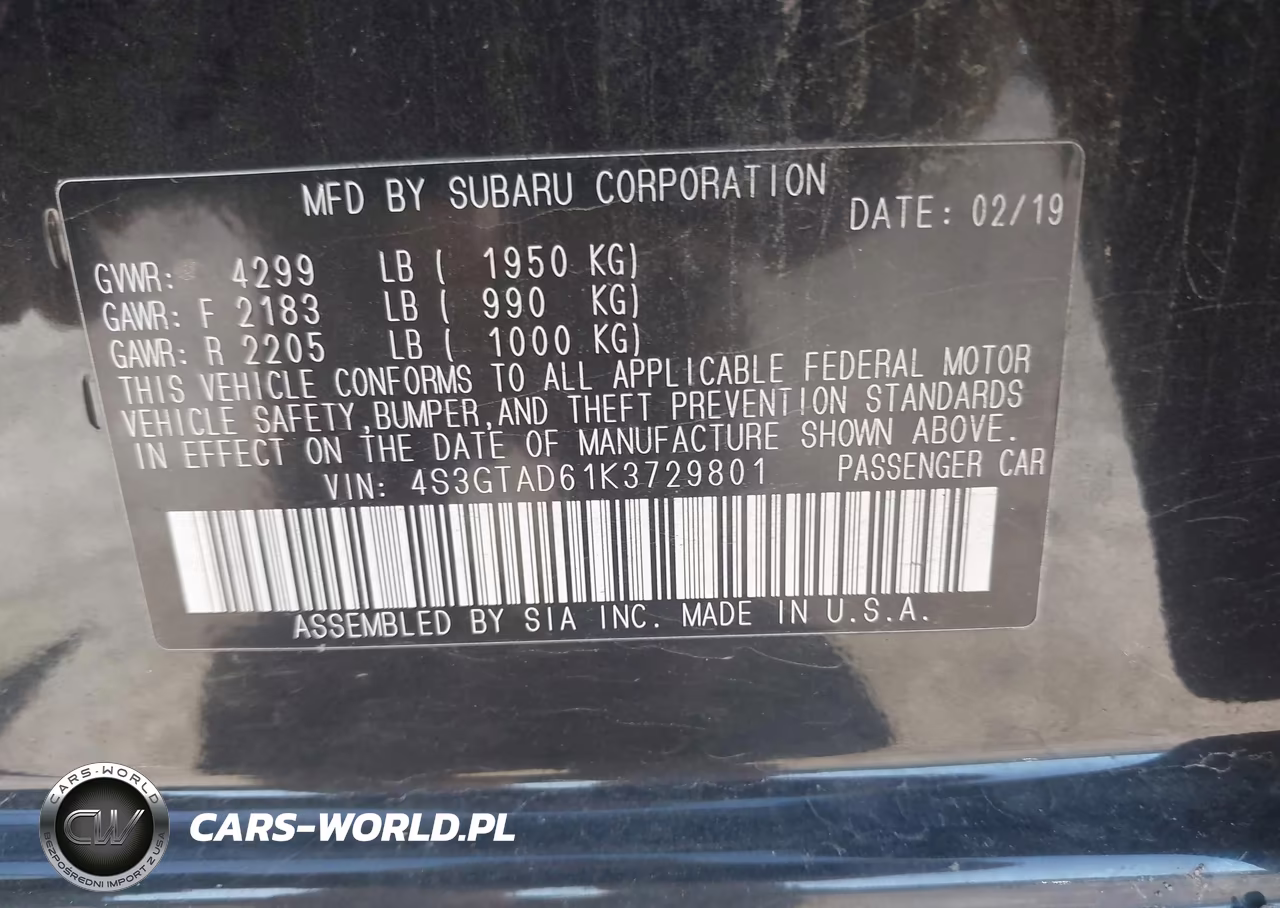 2019 Subaru Impreza 2.0I Premium VIN:4S3GTAD61K3729801 - 9