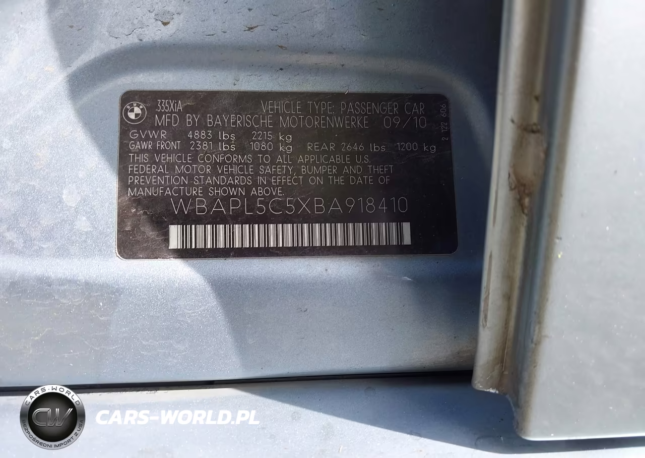 2011 BMW 3 Series 335I xDrive VIN:WBAPL5C5XBA918410 - 9