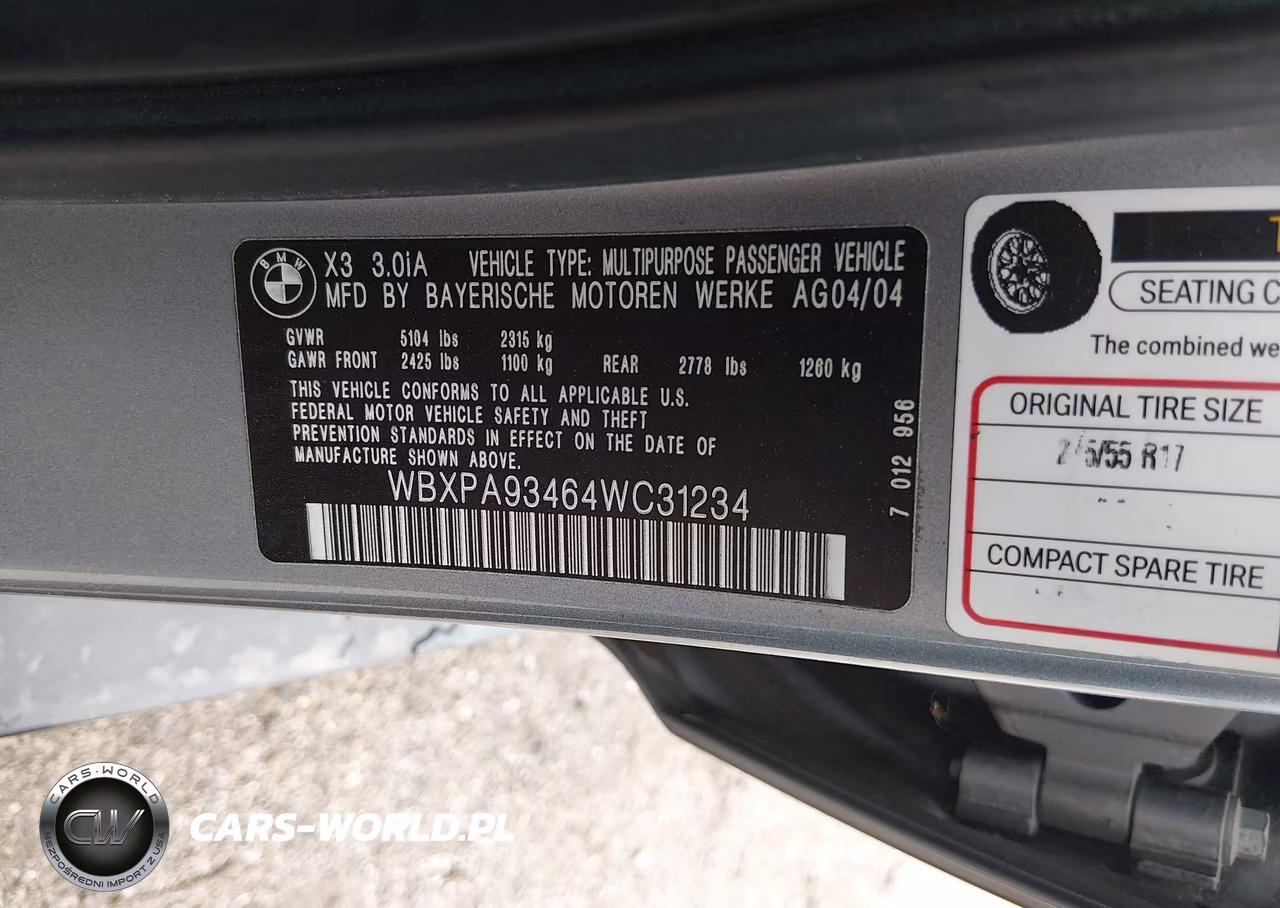 2004 BMW X3 3.0I VIN:WBXPA93464WC31234 - 9