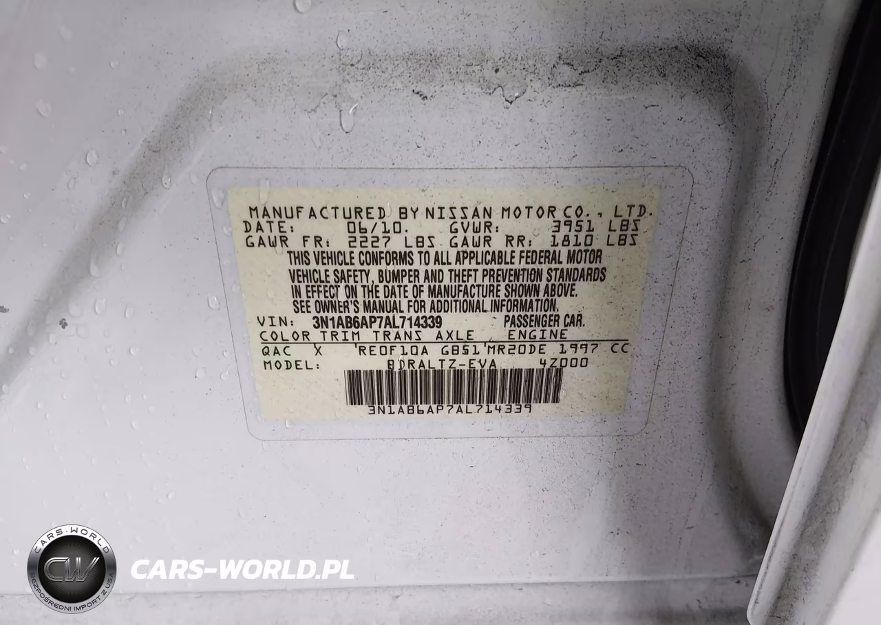 2010 Nissan Sentra 2.0 Sr VIN:3N1AB6AP7AL714339 - 9