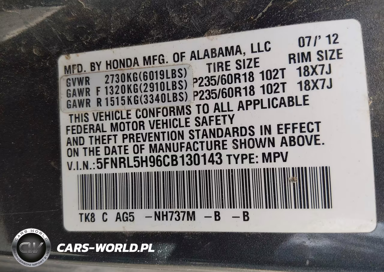 2012 Honda Odyssey Touring-Touring Elite VIN:5FNRL5H96CB130143 - 9