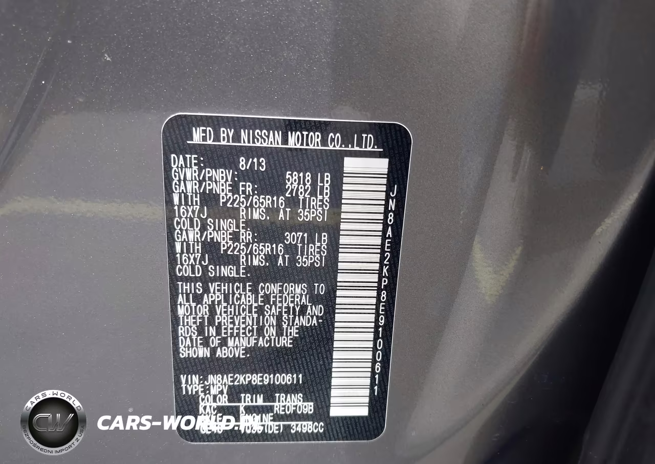 2014 Nissan Quest Sv VIN:JN8AE2KP8E9100611 - 9